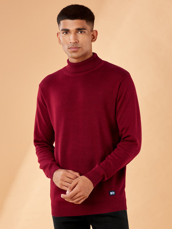 Solids: Pomegranate Turtle Neck