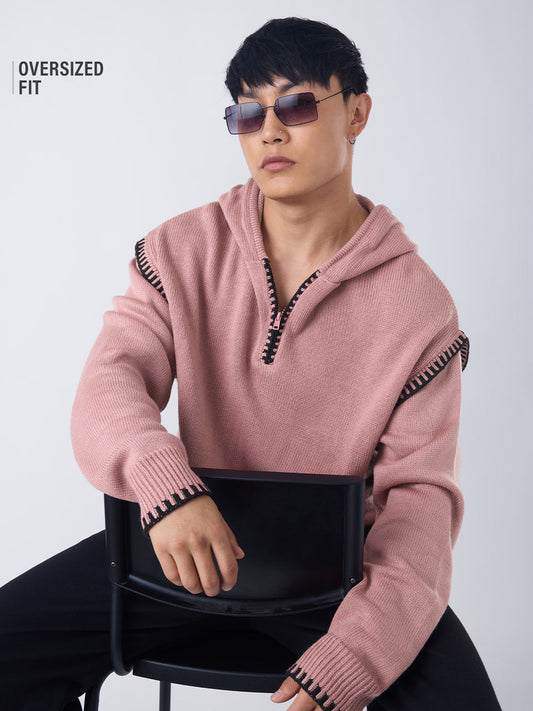 Hooded Sweater: Dusty Rose