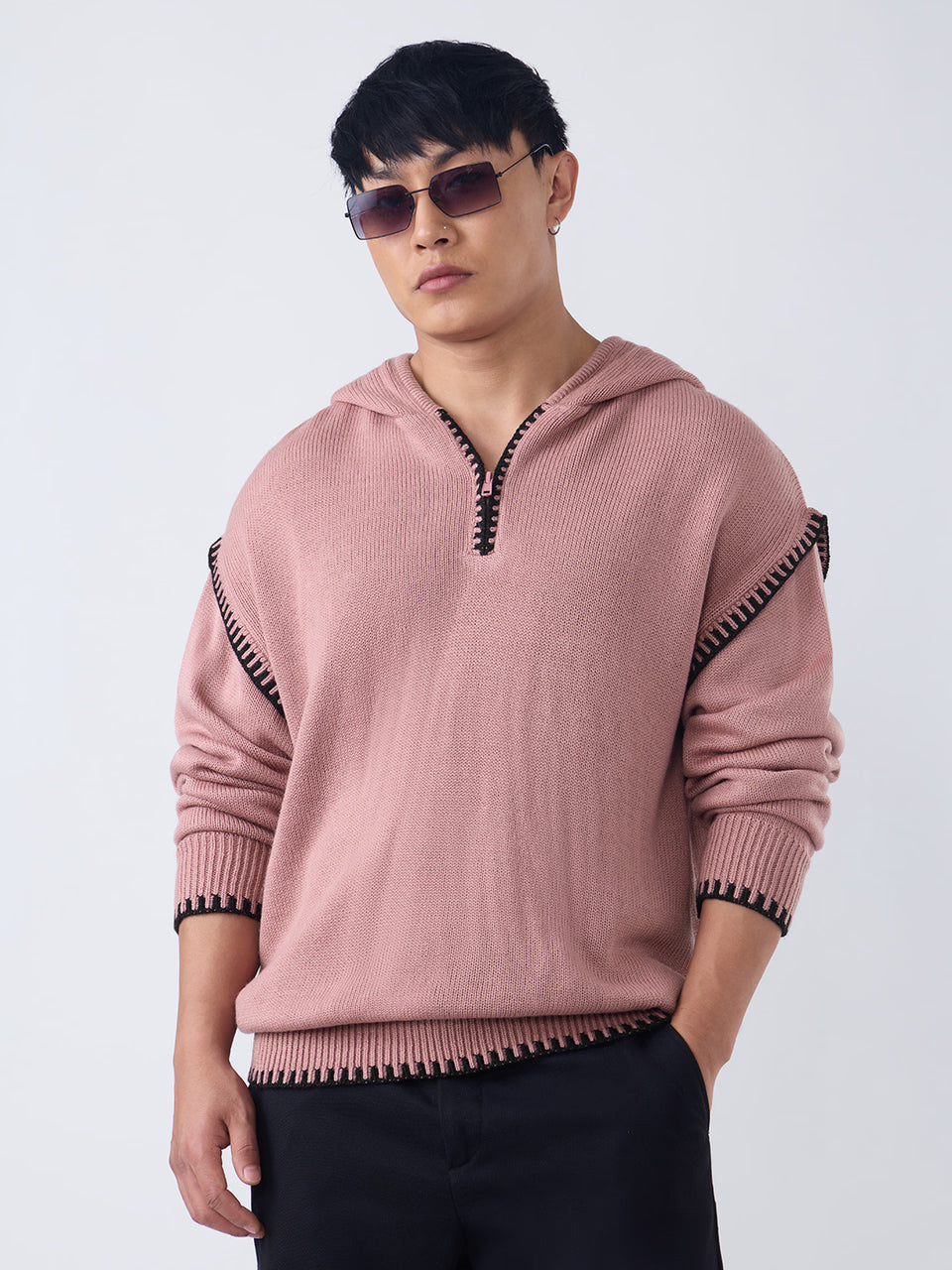 Hooded Sweater: Dusty Rose