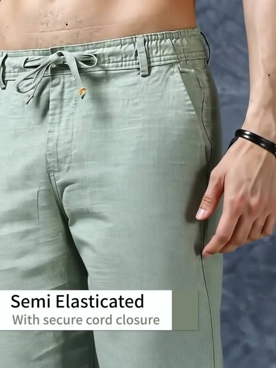 PACK OF 2 Linen Pants | Relaxed Fit & Breathable Style ( Black & Sage Green)