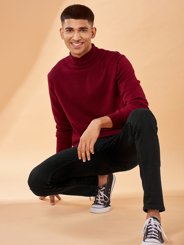 Solids: Pomegranate Turtle Neck