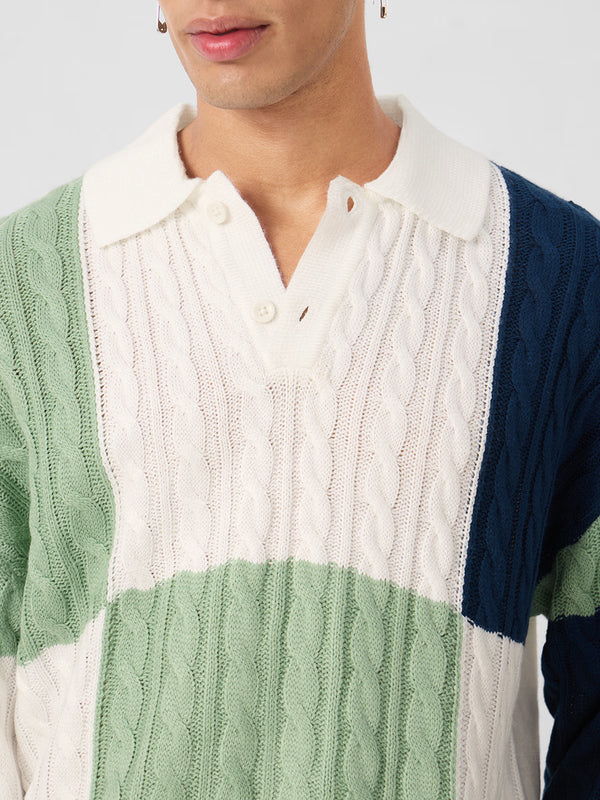 Colourblock Pullover: Atlantic