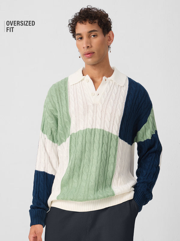 Colourblock Pullover: Atlantic
