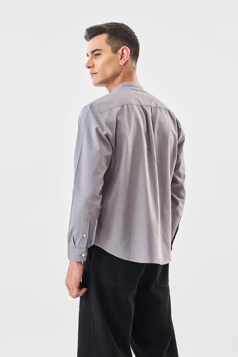 Linen Blend Mandarin Collar Shirt