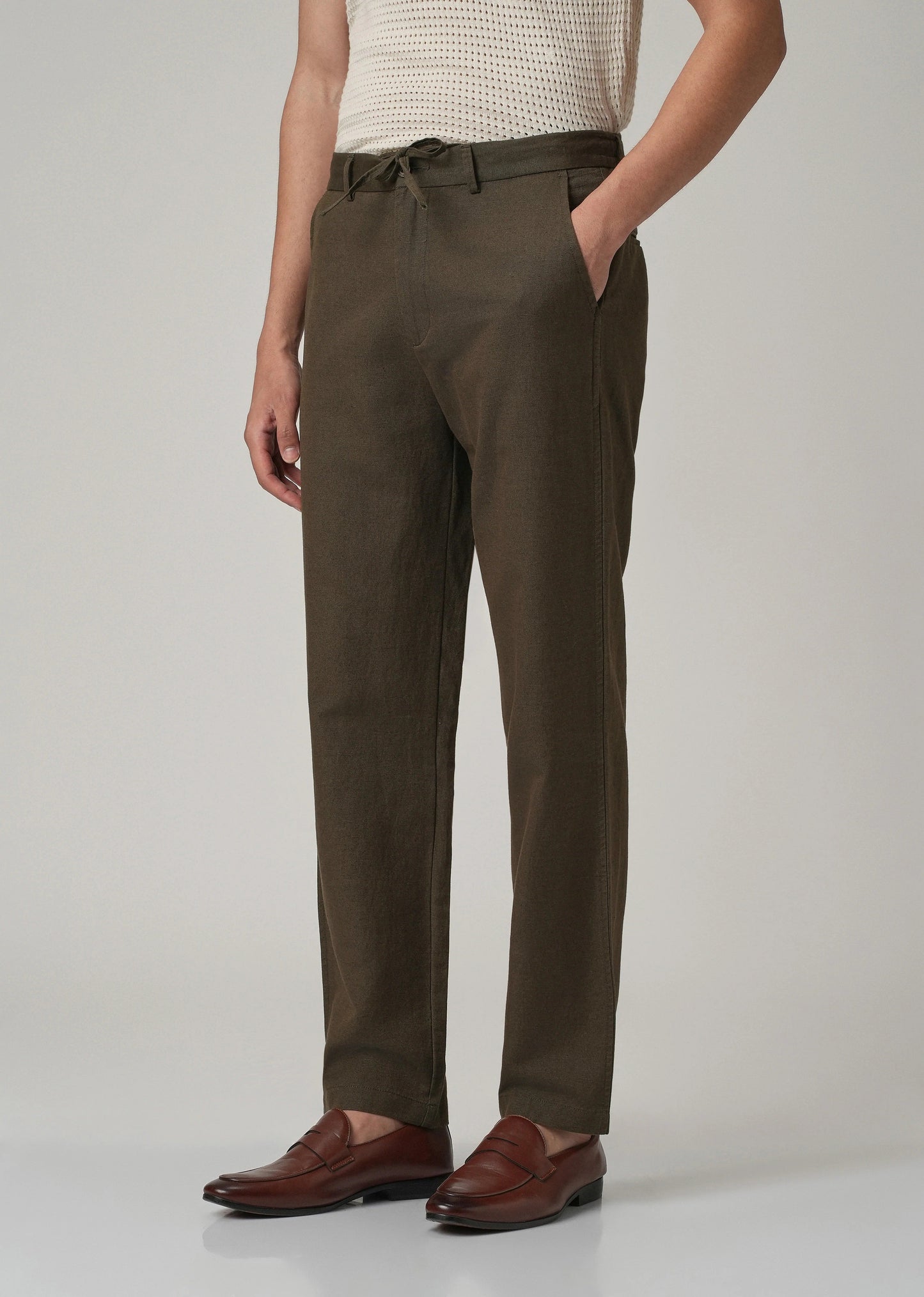PACK OF 2 Premium Linen Pants – (Beige & Dark Olive)