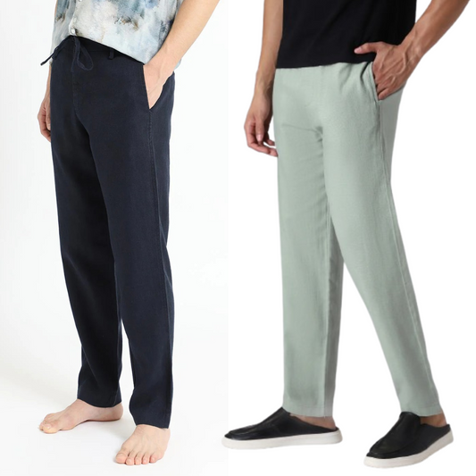 Pack of 2 Premium Linen Pants – Blue & Green